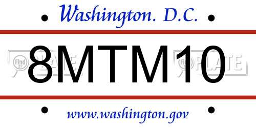 8MTM10 District Of Columbia License Plate