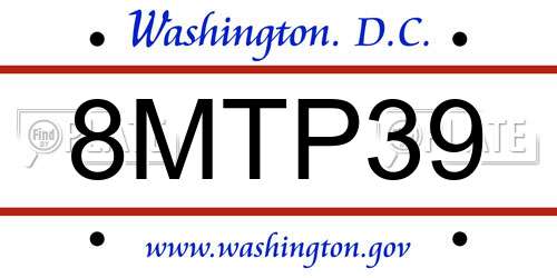 8MTP39 District Of Columbia License Plate