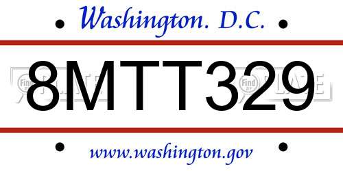 8MTT329 District Of Columbia License Plate