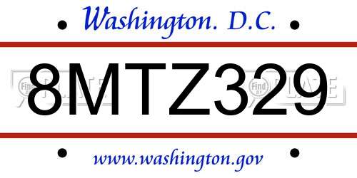 8MTZ329 District Of Columbia License Plate