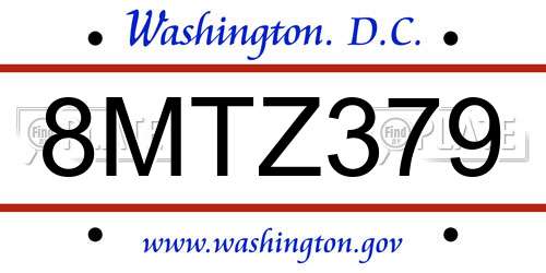 8MTZ379 District Of Columbia License Plate