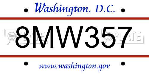 8MW357 District Of Columbia License Plate