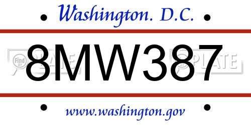 8MW387 District Of Columbia License Plate