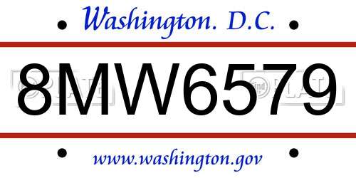 8MW6579 District Of Columbia License Plate