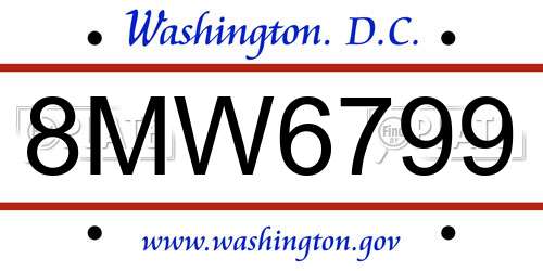8MW6799 District Of Columbia License Plate