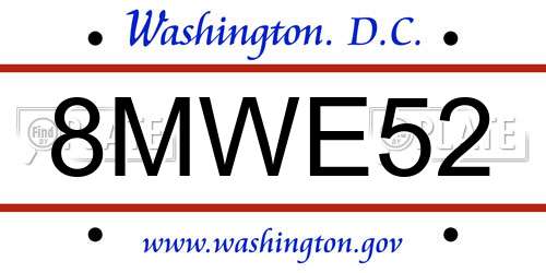 8MWE52 District Of Columbia License Plate