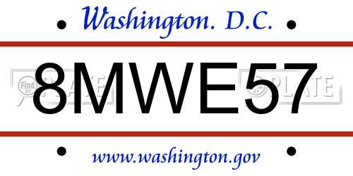 8MWE57 District Of Columbia License Plate