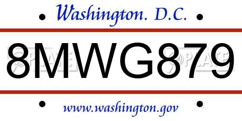 8MWG879 District Of Columbia License Plate