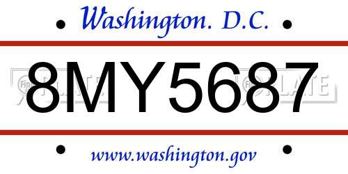 8MY5687 District Of Columbia License Plate
