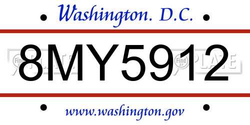 8MY5912 District Of Columbia License Plate