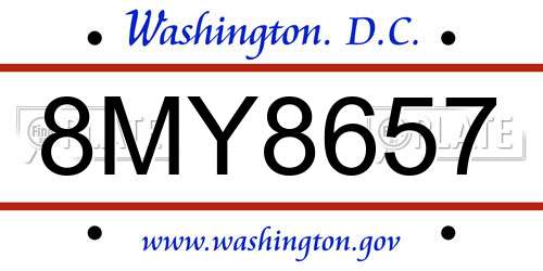 8MY8657 District Of Columbia License Plate