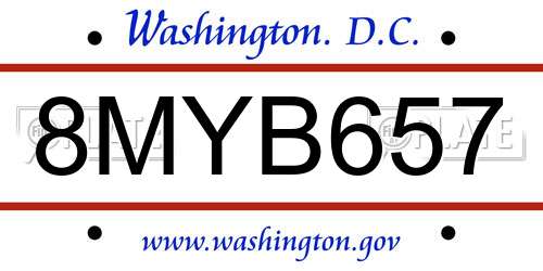 8MYB657 District Of Columbia License Plate