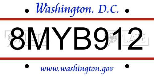 8MYB912 District Of Columbia License Plate