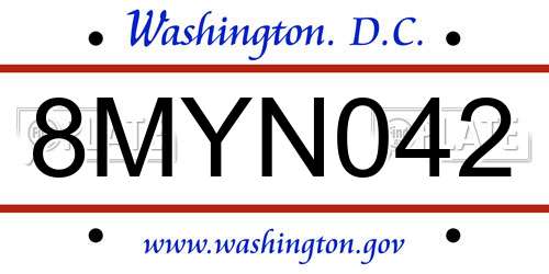 8MYN042 District Of Columbia License Plate