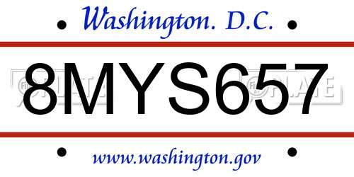 8MYS657 District Of Columbia License Plate