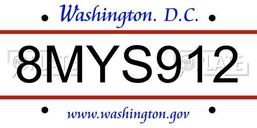 8MYS912 District Of Columbia License Plate