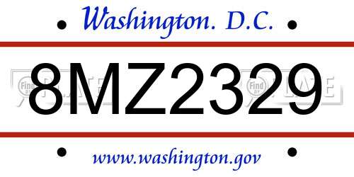 8MZ2329 District Of Columbia License Plate