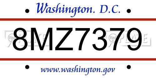 8MZ7379 District Of Columbia License Plate