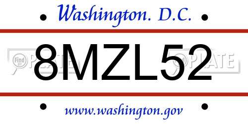 8MZL52 District Of Columbia License Plate