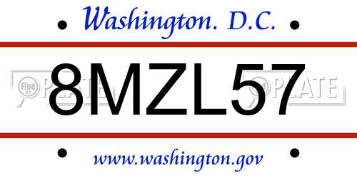 8MZL57 District Of Columbia License Plate