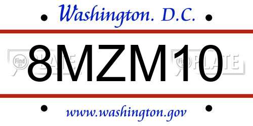 8MZM10 District Of Columbia License Plate