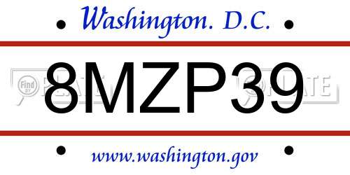 8MZP39 District Of Columbia License Plate