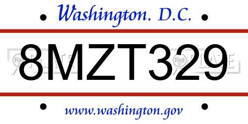 8MZT329 District Of Columbia License Plate