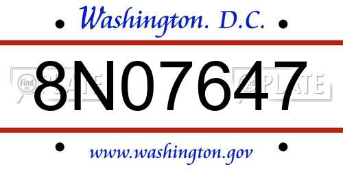 8N07647 District Of Columbia License Plate