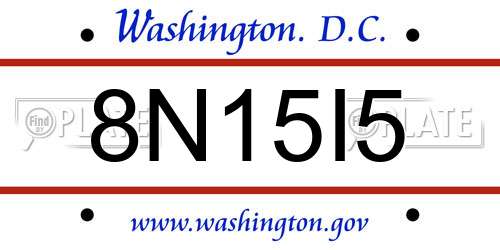 8N15I5 District Of Columbia License Plate