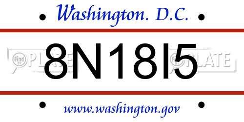 8N18I5 District Of Columbia License Plate
