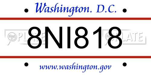 8NI818 District Of Columbia License Plate