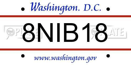 8NIB18 District Of Columbia License Plate