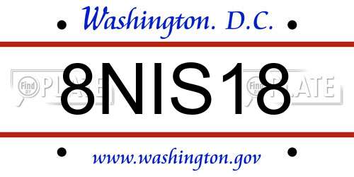 8NIS18 District Of Columbia License Plate