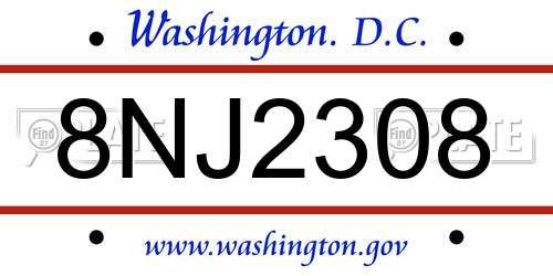 8NJ2308 District Of Columbia License Plate