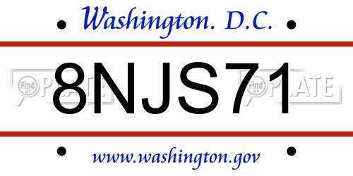 8NJS71 District Of Columbia License Plate