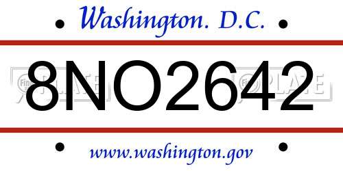 8NO2642 District Of Columbia License Plate