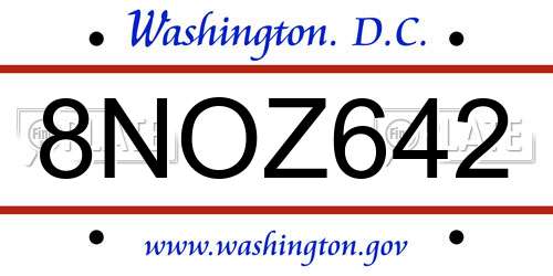 8NOZ642 District Of Columbia License Plate
