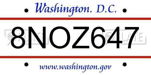 8NOZ647 District Of Columbia License Plate