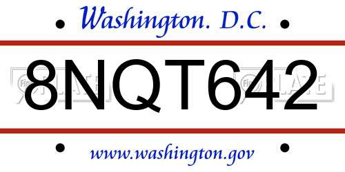 8NQT642 District Of Columbia License Plate