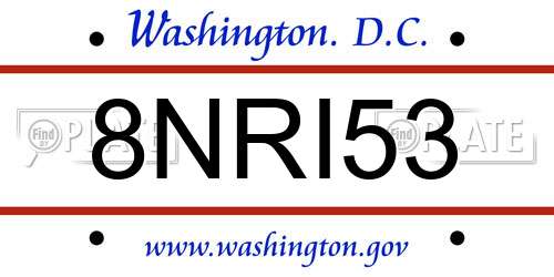 8NRI53 District Of Columbia License Plate