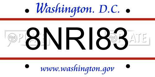 8NRI83 District Of Columbia License Plate