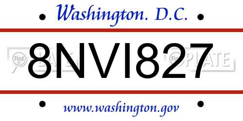 8NVI827 District Of Columbia License Plate