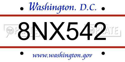 8NX542 District Of Columbia License Plate