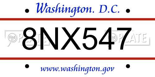 8NX547 District Of Columbia License Plate