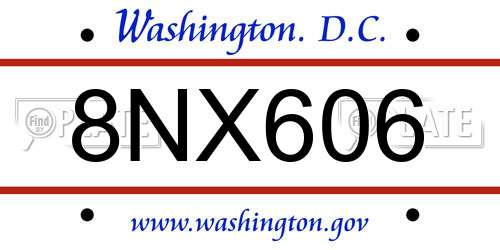 8NX606 District Of Columbia License Plate