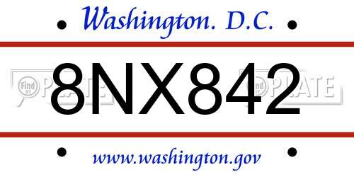8NX842 District Of Columbia License Plate