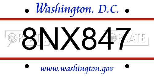 8NX847 District Of Columbia License Plate