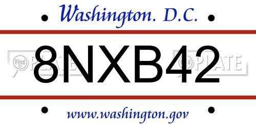 8NXB42 District Of Columbia License Plate