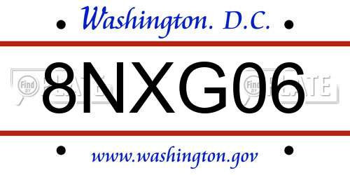 8NXG06 District Of Columbia License Plate