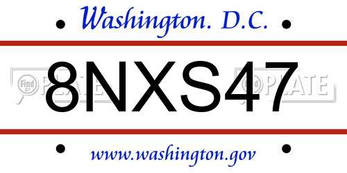 8NXS47 District Of Columbia License Plate